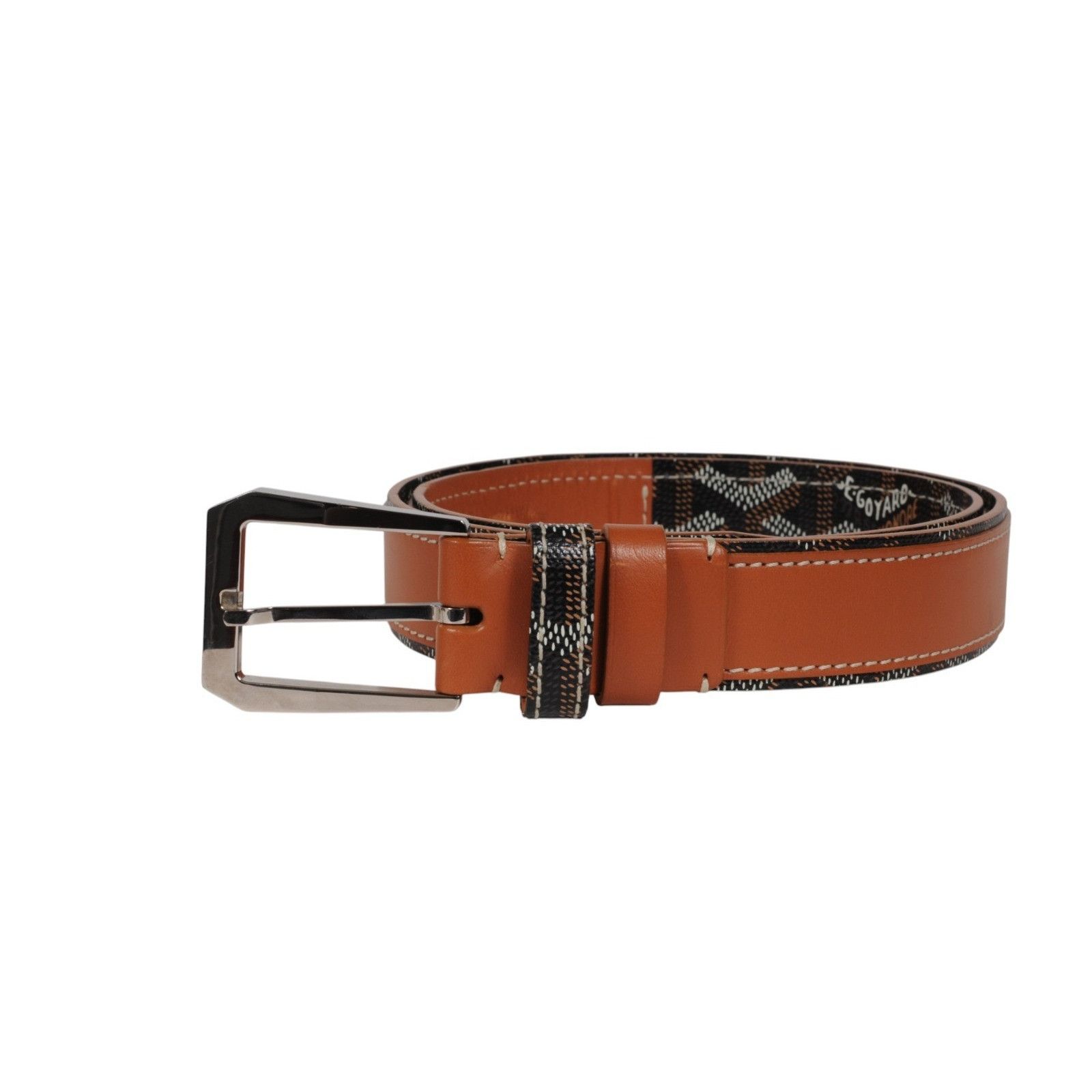 Goyard Fregate Belt 95 33 34 Black Brown Leather Goyardine - 02611 Size 34 - 2 Thumbnail