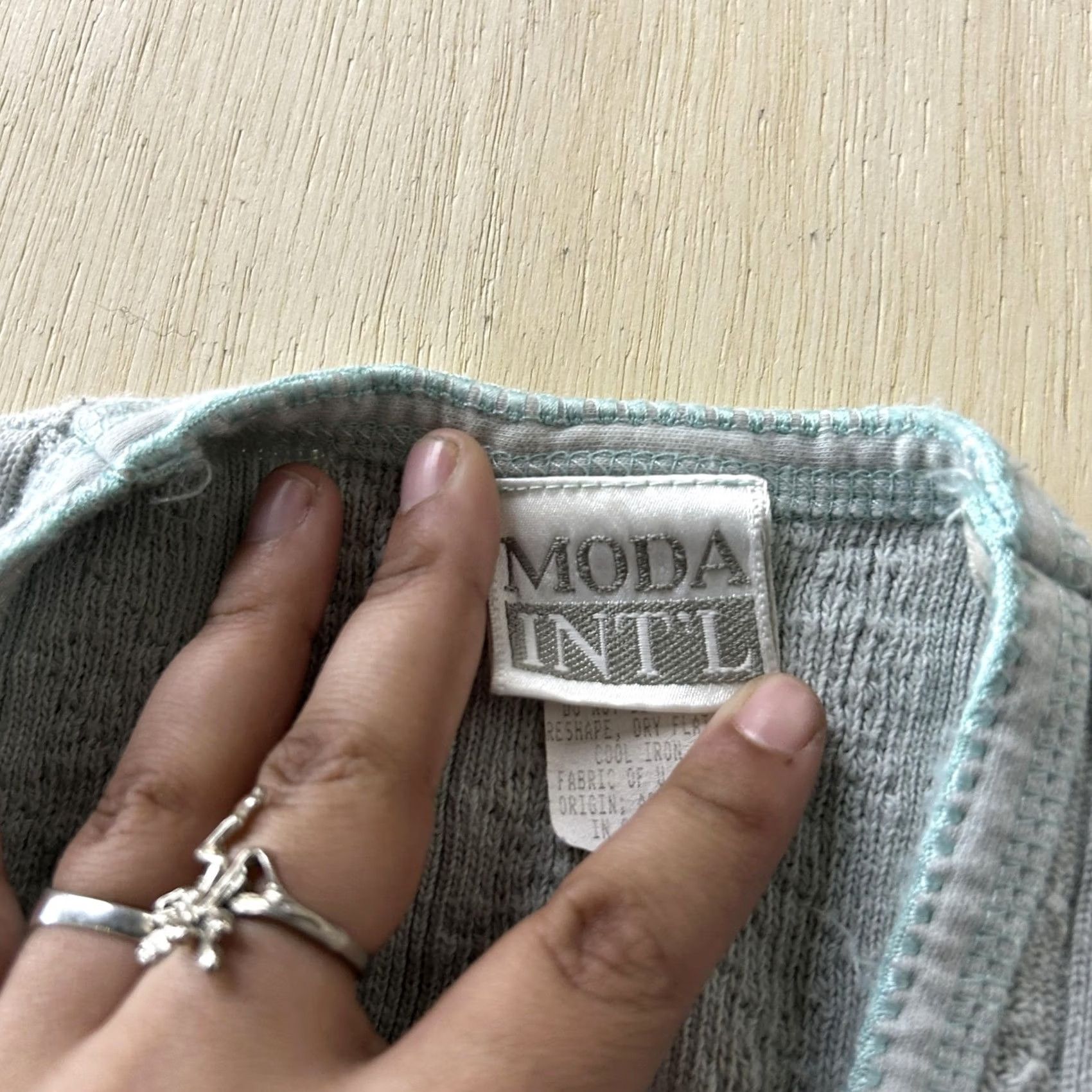 Vintage MODA INTL Sweater Vest Womens XL Blue V Neck Striped Button Tight-Knit Cotton Size XL / US 12-14 / IT 48-50 - 3 Thumbnail