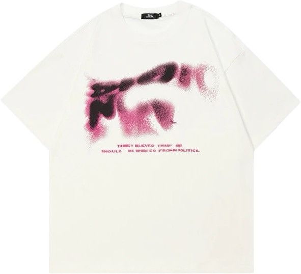 Japanese Brand Blurry Letters Graphic Casual White T-shirt Size US S / EU 44-46 / 1 - 1 Thumbnail
