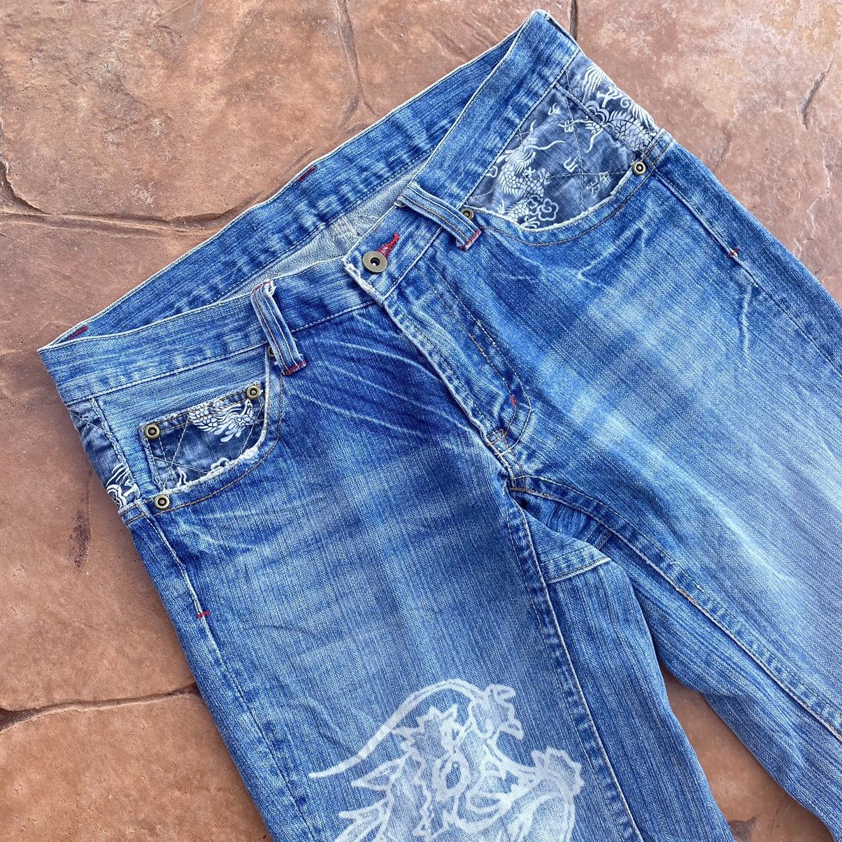 Japanese Brand Thrashed Vintage Dragon Boro Indigo ERD GRUNGE YOHJI JEANS Size US 33 - 6 Thumbnail