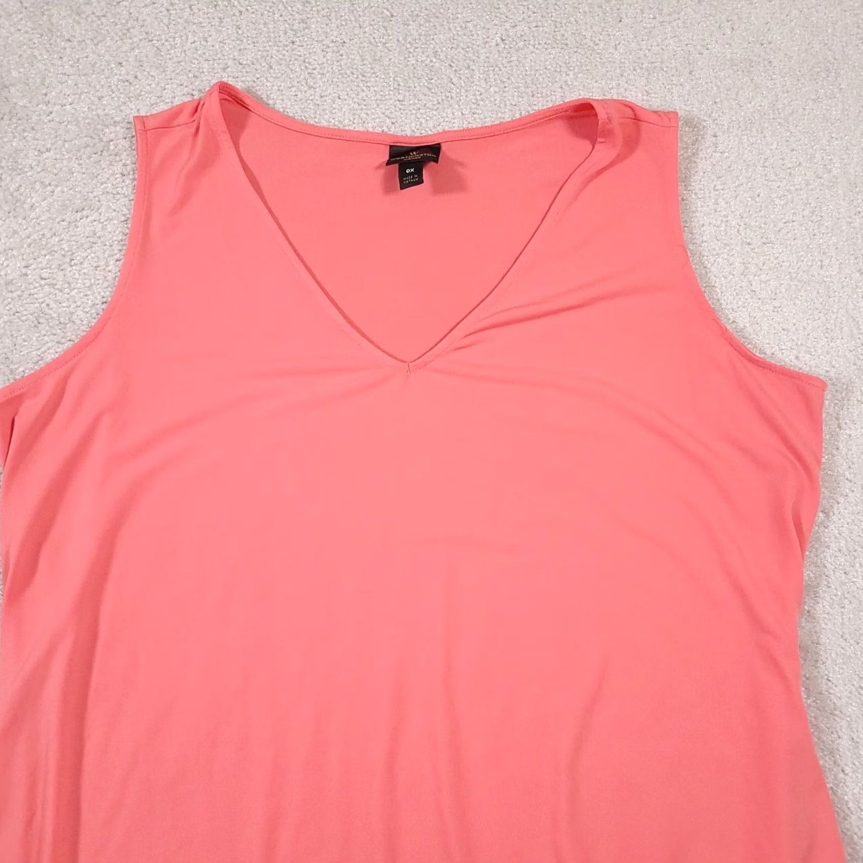 Worthington Worthington Shirt Tank Womens 0X Pink Sheer Lightweight Casual V-Neck Sleeveless Tank 0X Womens Pink Sheer Lightweight Casual Tank V-Neck Size XL / US 12-14 / IT 48-50 - 3 Thumbnail