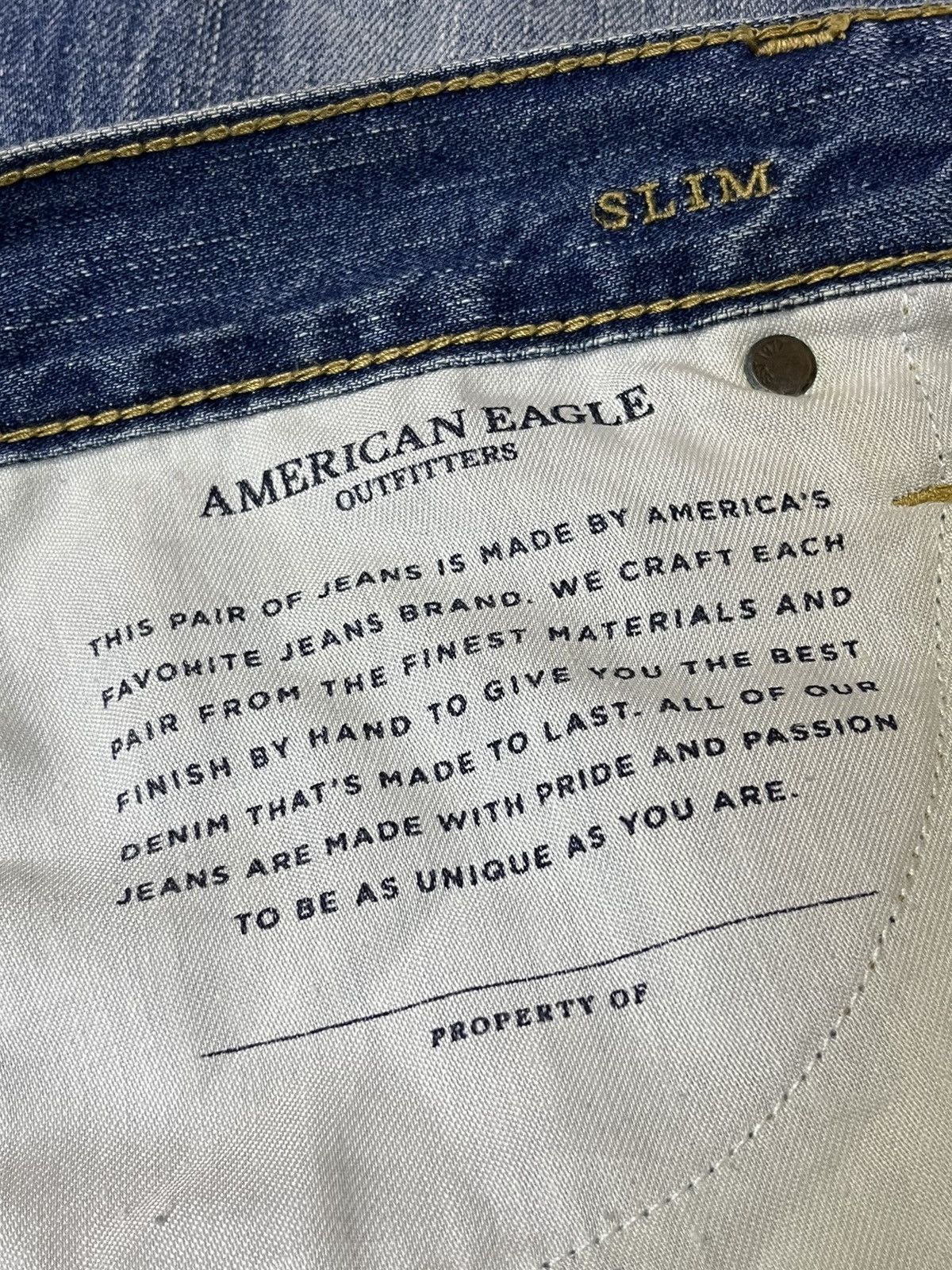 American Eagle Outfitters AMERICAN EAGLE OUTFITTERS SLIM FIT DISTRESSED STYLE DENIM Size US 33 - 15 Thumbnail
