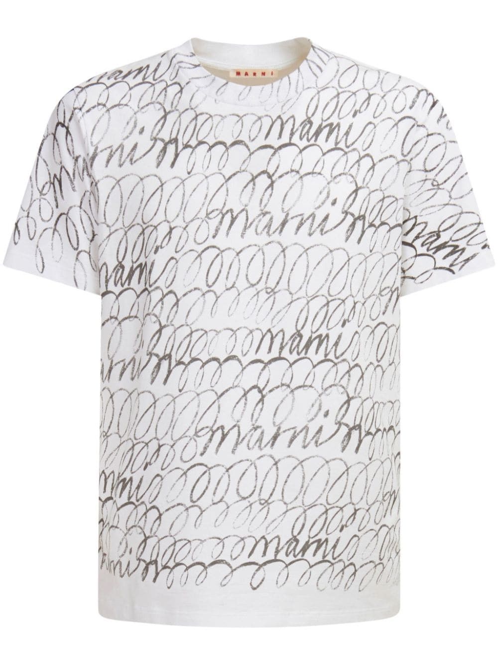 Marni o1w1db11025 Logo-Print Cotton T-Shirt in White Size US XL / EU 56 / 4 - 1 Thumbnail