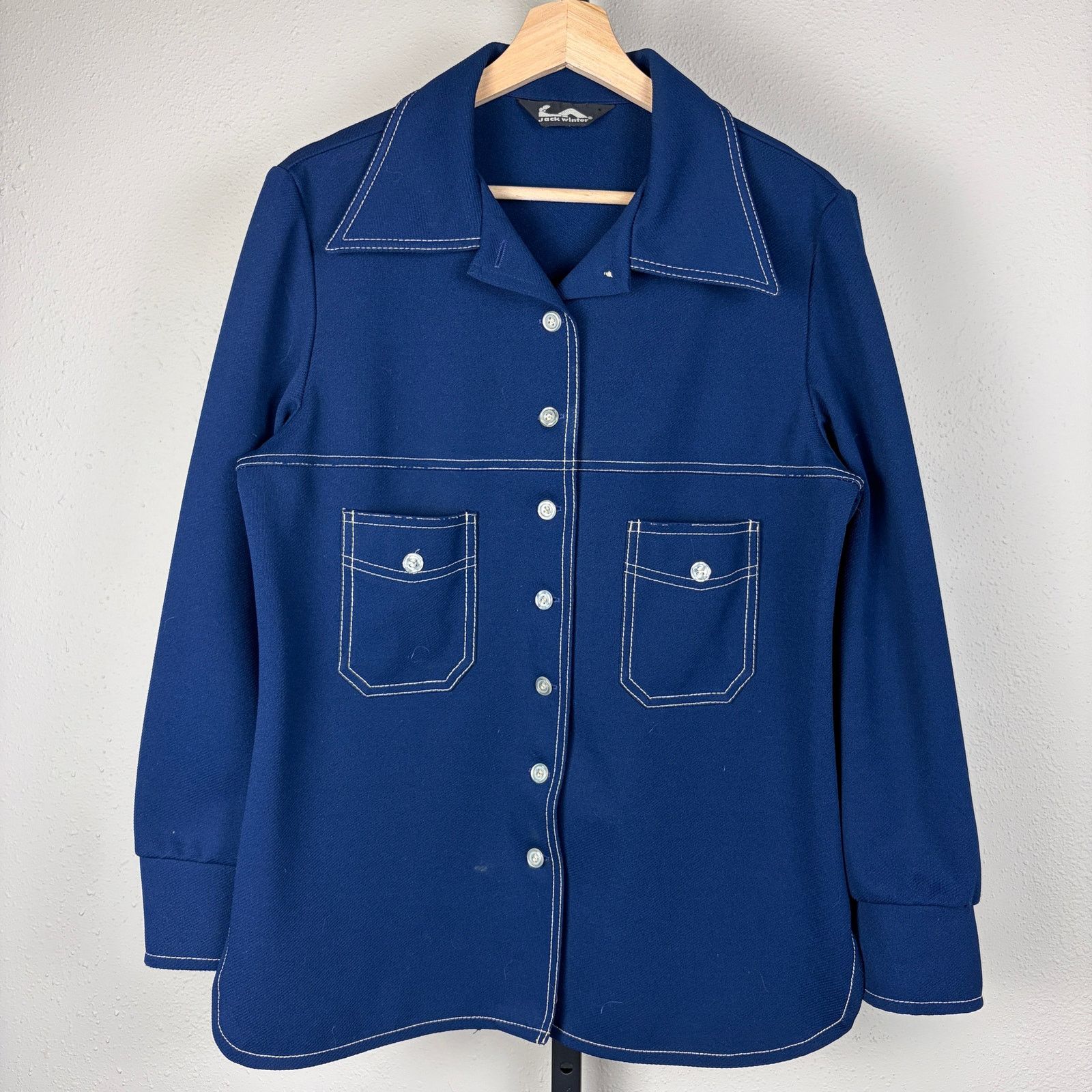 Other VTG Disco 70s Contrast Stitching Sz 18 Double Knit Button Up Size XXL / US 16-18 / IT 52-54 - 1 Thumbnail
