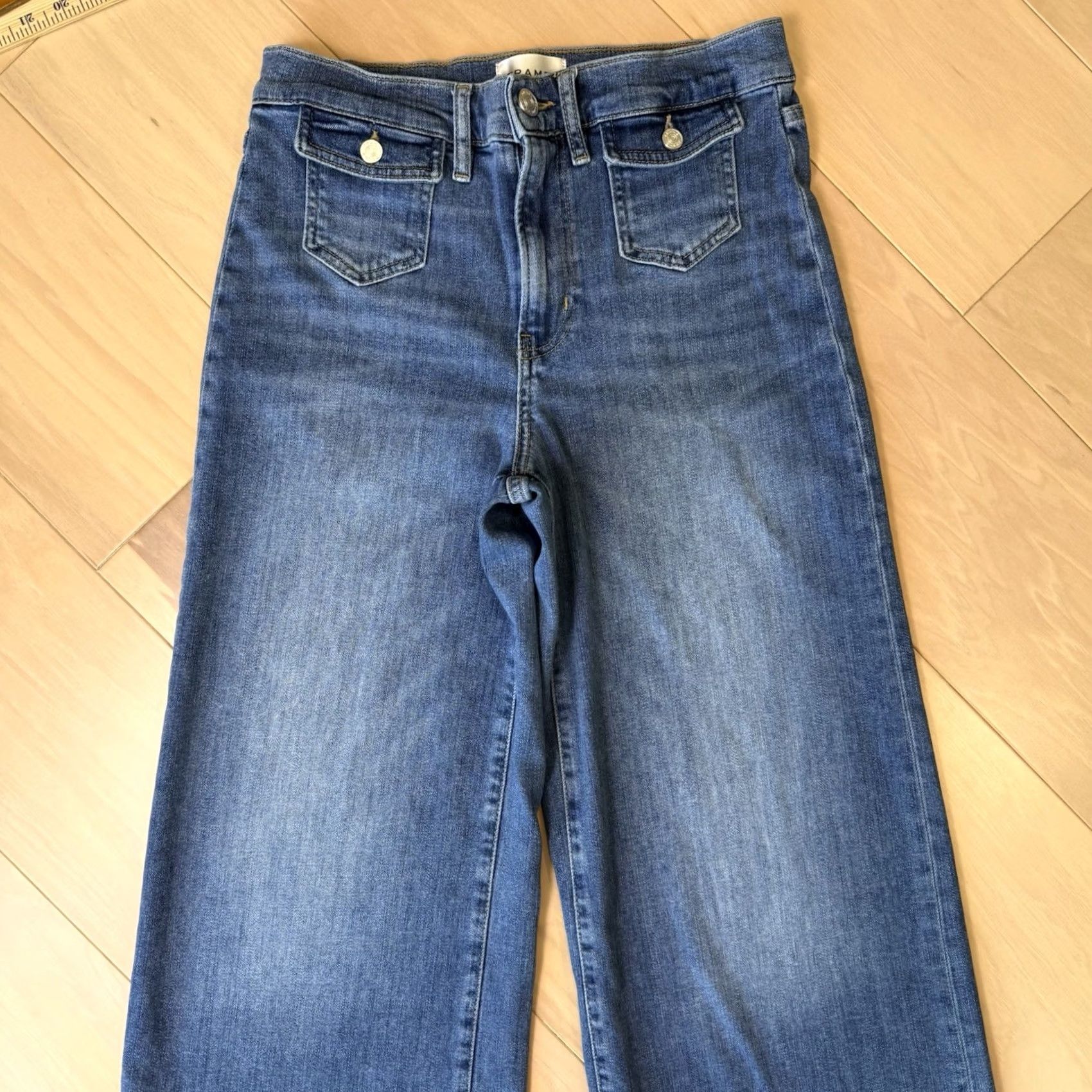 Frame Frame Le Slim Palazzo Jeans Women's 28 Blue High Rise Wide Leg Denim Medium Wash Jeans Size 28" / US 6 / IT 42 - 3 Thumbnail