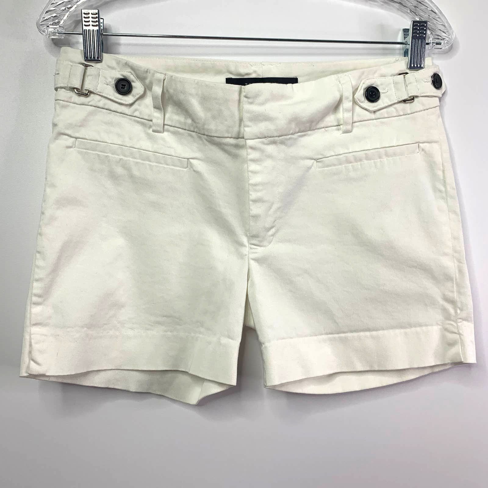 Zara Zara Shortie White Cuffed Mid Rise Shorts Side Buckles Vacay Size 30" / US 8 / IT 44 - 1 Thumbnail