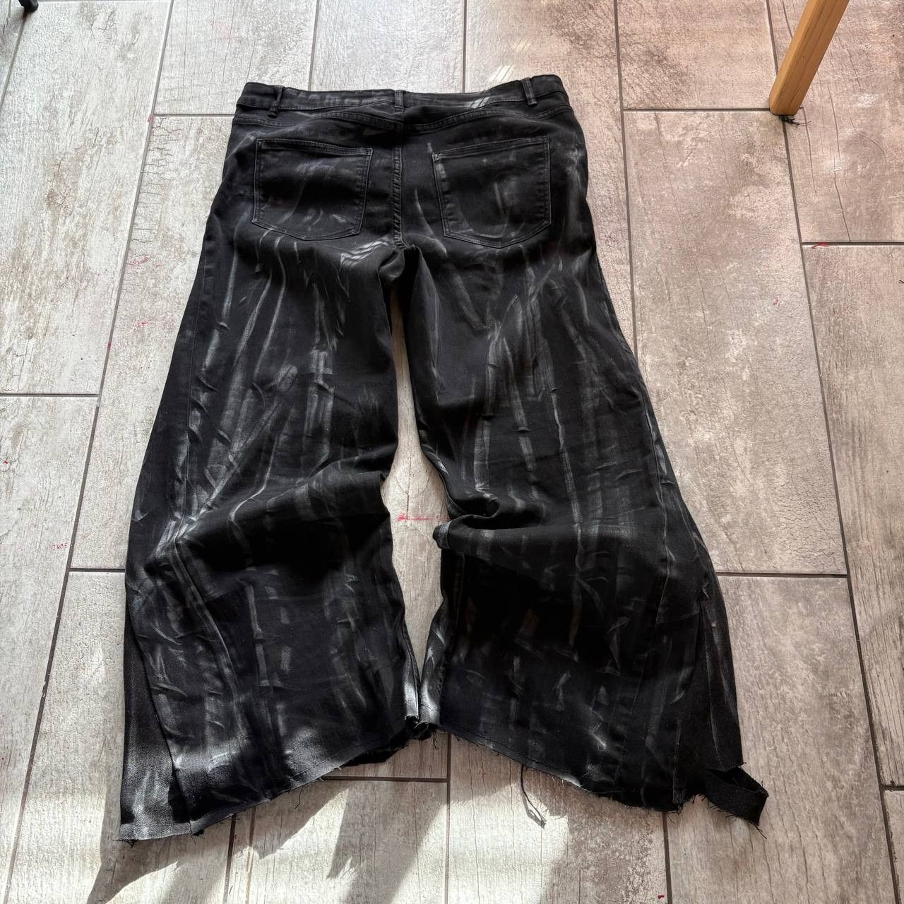 Japanese Brand Custom Black Baggy Distressed Jeans Painted Wide Leg Size US 31 - 2 Thumbnail