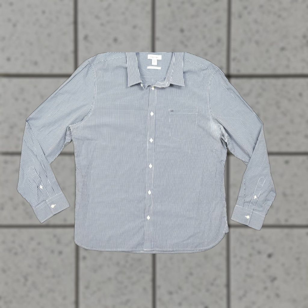 Calvin Klein Calvin Klein Extra-Fine Cotton Shirt Mens XXL Slim Fit Blue White Gingham Check Shirt Size US XXL / EU 58 / 5 - 1 Thumbnail
