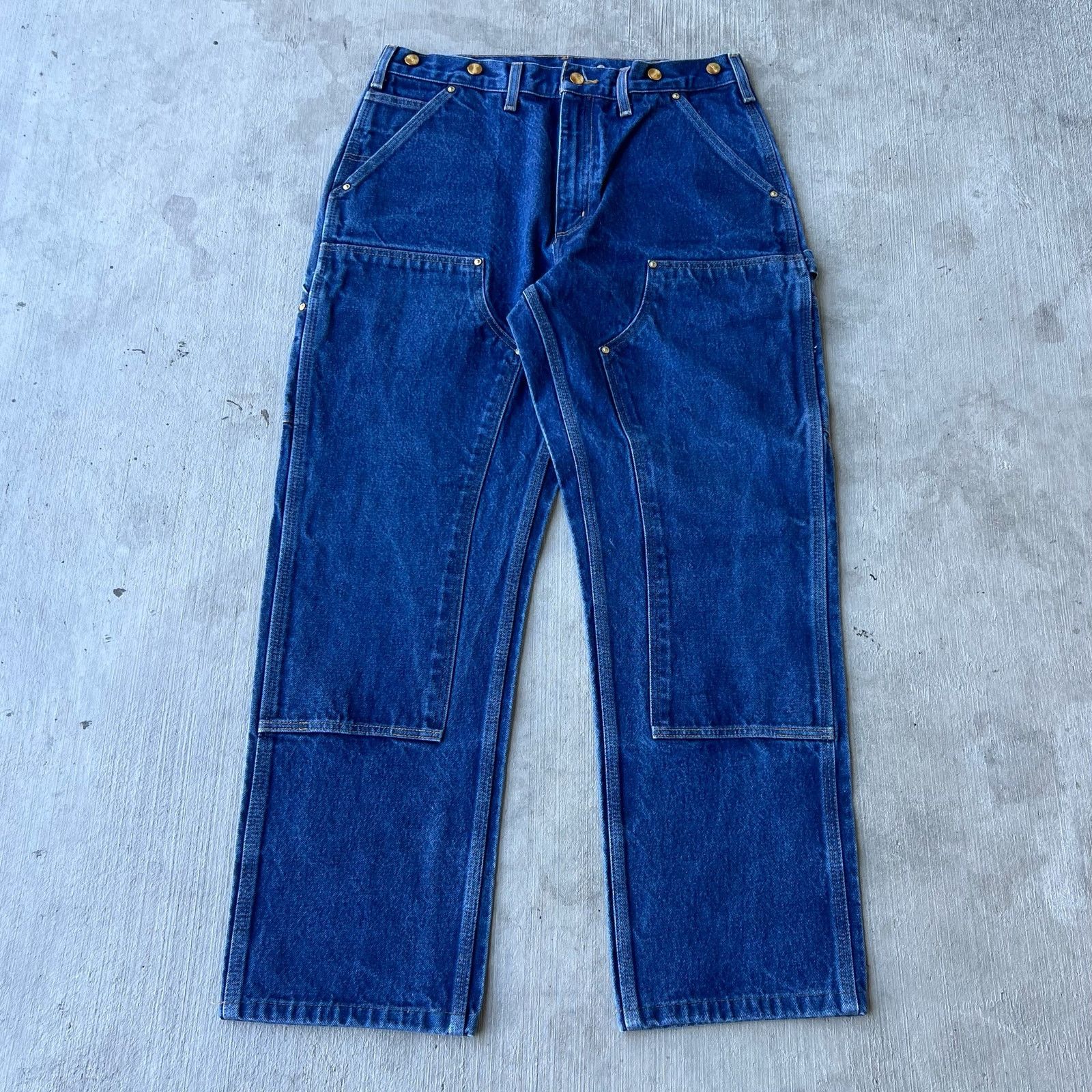 Carhartt × Vintage Carhartt denim blue jeans double knee work carpenter pants Size US 33 - 1 Thumbnail
