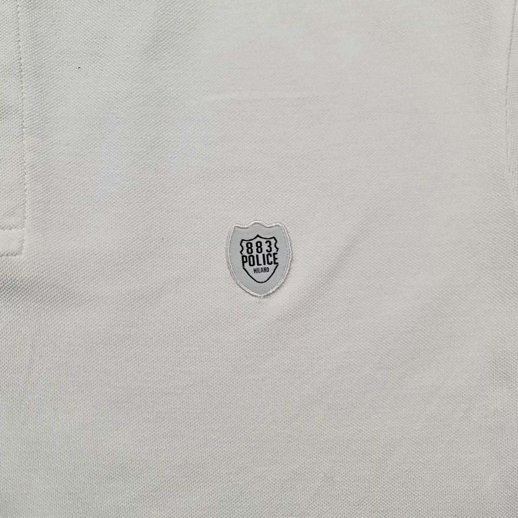 Vintage 883 Police Polo Shirt White XL Mens Short Sleeve Cotton Jersey Logo Embroidered Button Collar Golf Casual Top Size US XL / EU 56 / 4 - 5 Thumbnail