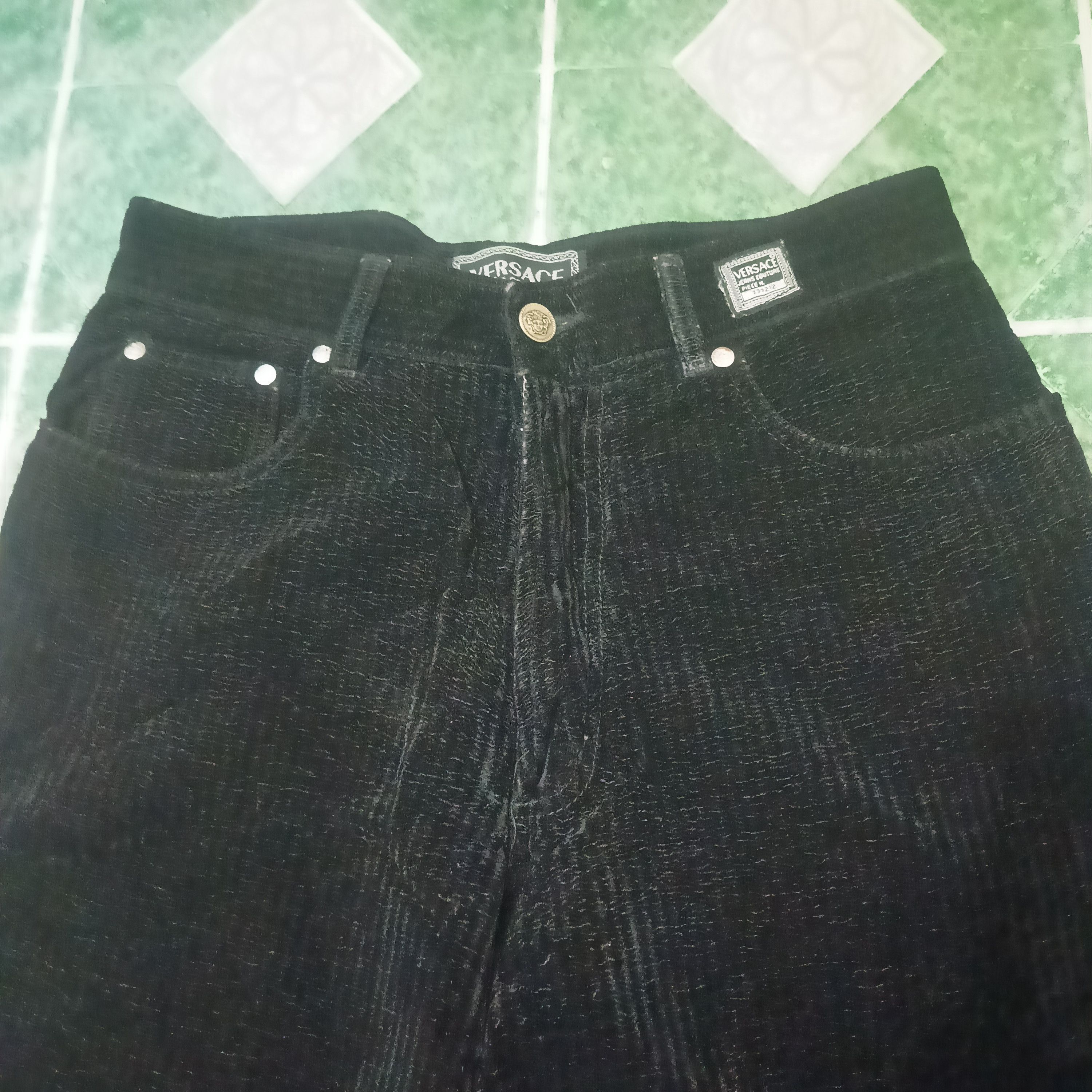 Versace × Versace Jeans Couture × Vintage Versace Jeans Couture Super Black Velvet Pants Size US 29 - 2 Thumbnail
