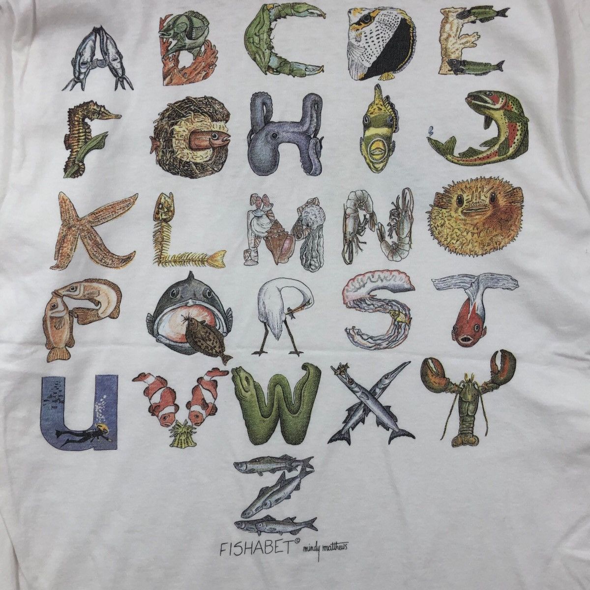 Vintage Vintage 80s Fish Alphabet Fishabet 1989 Mindy T Shirt Size US M / EU 48-50 / 2 - 6 Thumbnail
