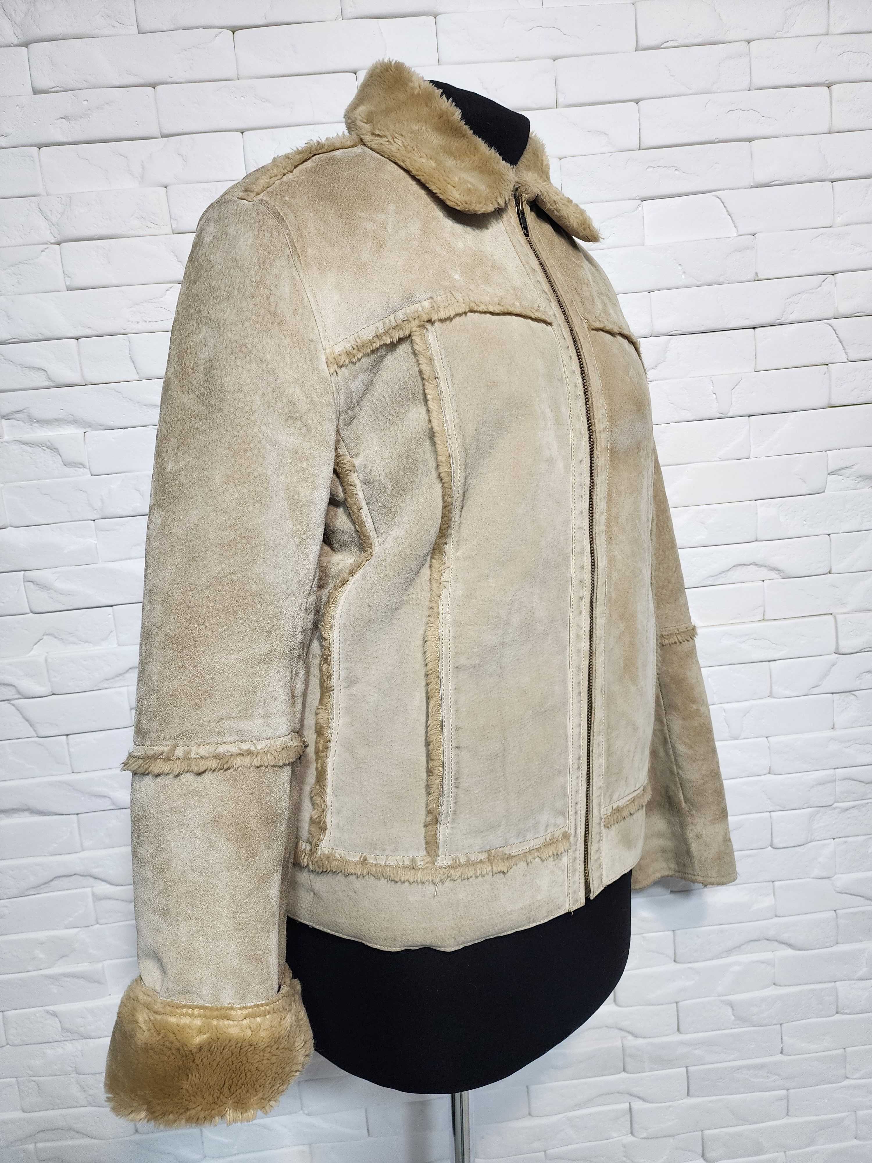 Genuine Leather Men's Suede Style Jacket: Faux Fur Insulation, Metal Zipper Size US M / EU 48-50 / 2 - 3 Thumbnail