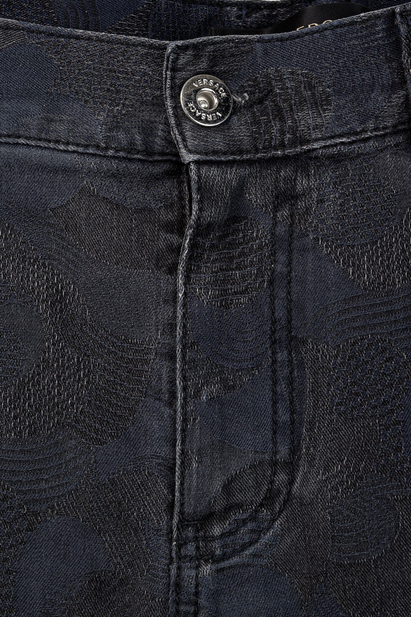 Versace Versace Cody Navy & Black Jacquard Slim-Fit Jeans Size 36" / US 14 / IT 50 - 14 Thumbnail