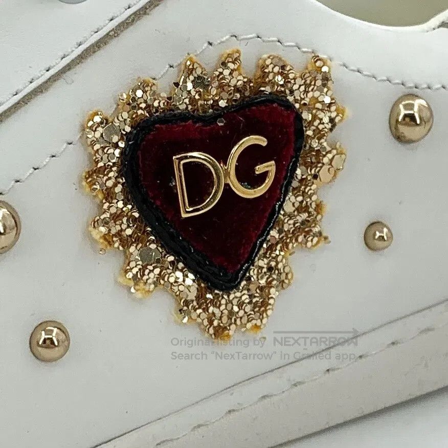 Dolce & Gabbana Dolce Gabbana White heart rivet glitter design lace-up cas Size US 5 / EU 37 - 6 Thumbnail