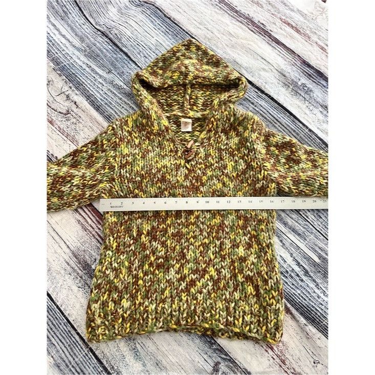 Vintage Vintage Y2K Chunky Knit Textured Hooded Sweater in Olive Mix Size S / US 4 / IT 40 - 8 Thumbnail
