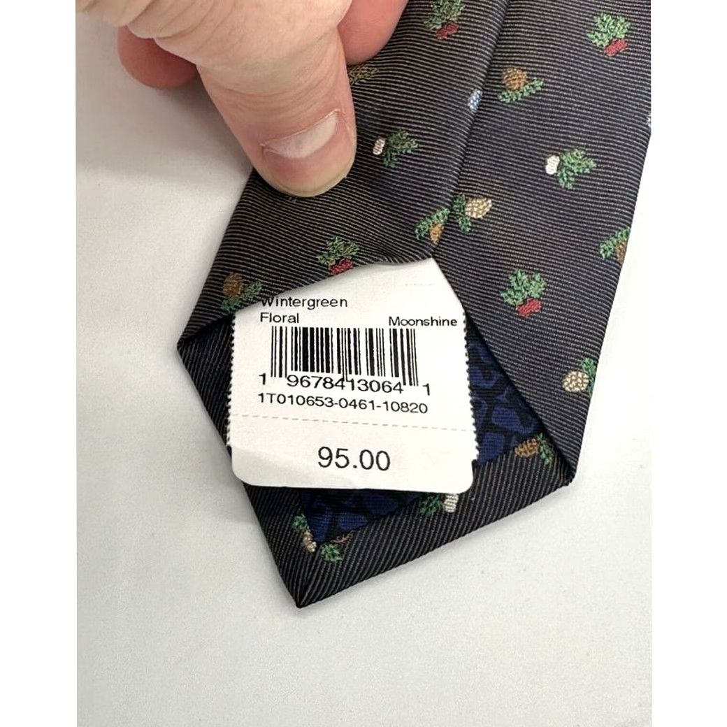 Vineyard Vines Vineyard Vines Necktie Mens Dark Brown Winter Green Floral Silk NEW Geometric Pattern Holiday Christmas Logo Accent One Size Classic"} Size ONE SIZE - 6 Thumbnail