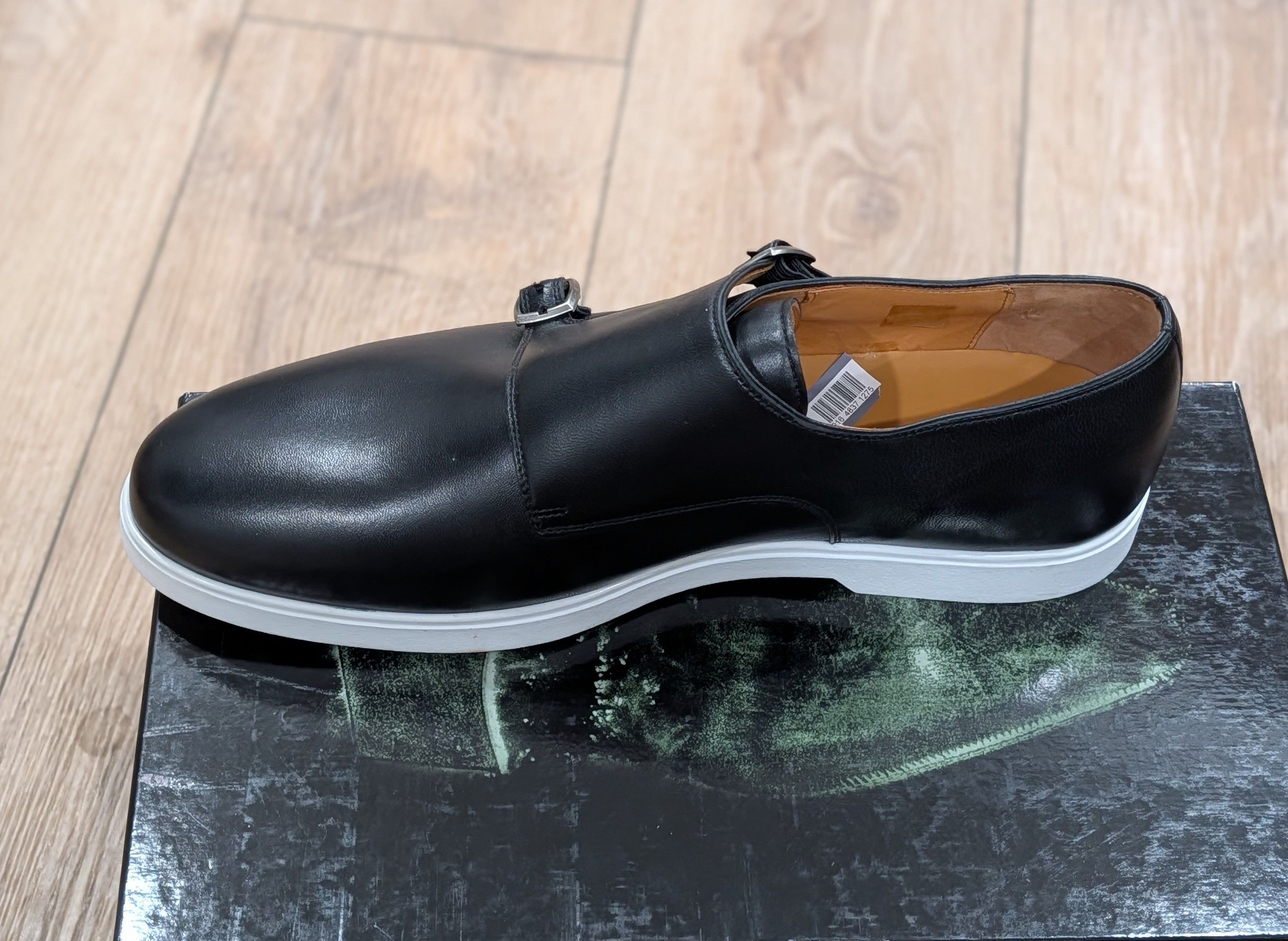Magnanni MAGNANNI Leather Double Monk Strap Shoes Black/White 13 Size US 13 / EU 46 - 5 Thumbnail