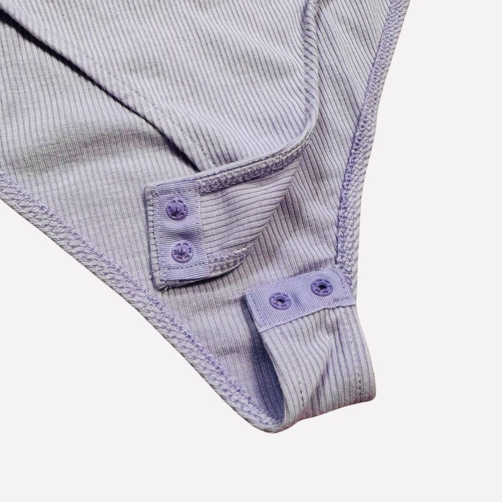 Zara New Zara Lilac Crew Neck Long Sleeve Rib Bodysuit Size L Size L / US 10 / IT 46 - 4 Thumbnail