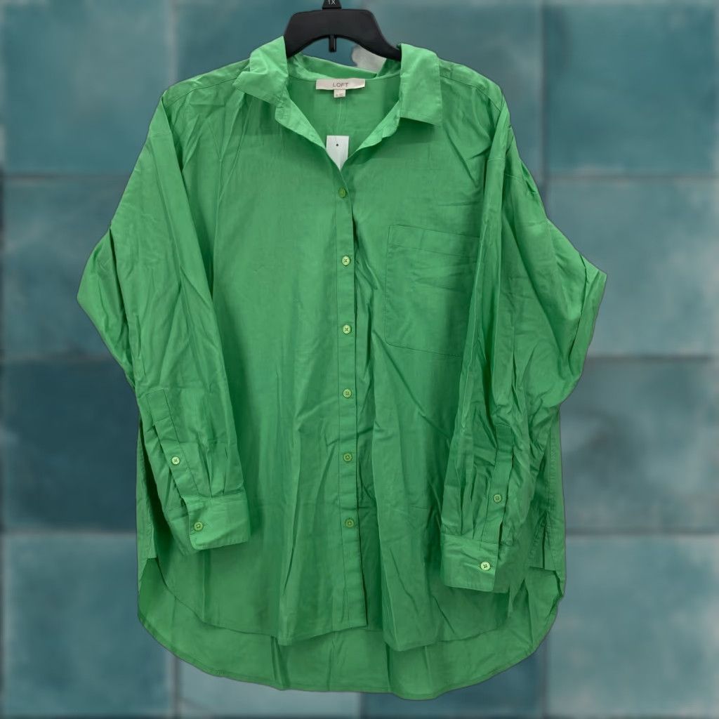 Loft LOFT Button Front Long Sleeve Shirt Womens XL Green Modal Blend Lagenlook Casual Size XL / US 12-14 / IT 48-50 - 1 Thumbnail