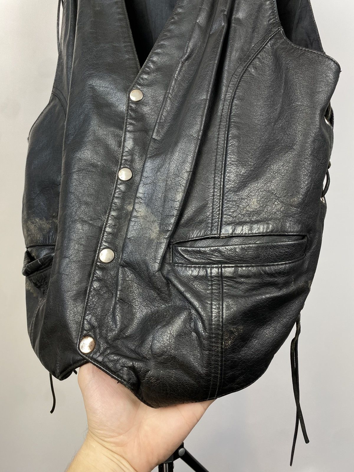 Genuine Leather × Leather × Vintage Vintage 70s rare Cowboy Stars & Stripes USA Leather Vest Size US S / EU 44-46 / 1 - 5 Thumbnail