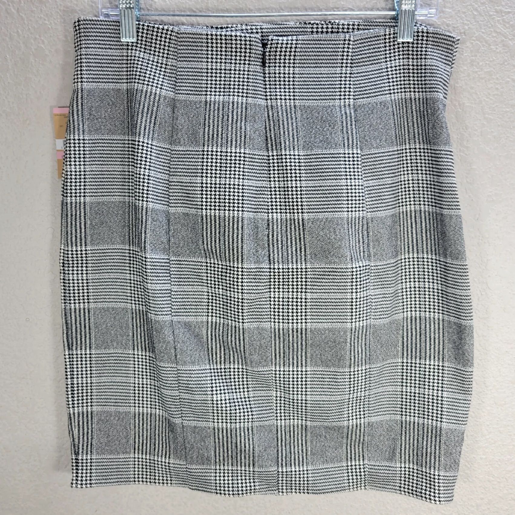Vintage RACHEL Roy Gray Houndstooth Plaid Gathered Mini Skirt Viscose Size 10 NWT Size 32" / US 10 / IT 46 - 4 Thumbnail