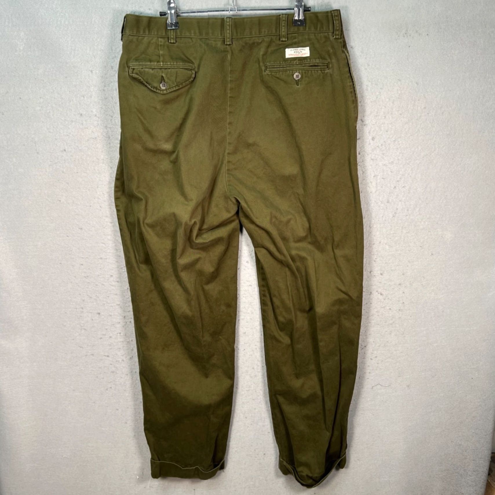 Polo Ralph Lauren Polo Ralph Lauren Mens Size 36 x 30 Hammond Olive Green Pleated Cotton Pants Shirt? Size US M / EU 48-50 / 2 - 2 Thumbnail