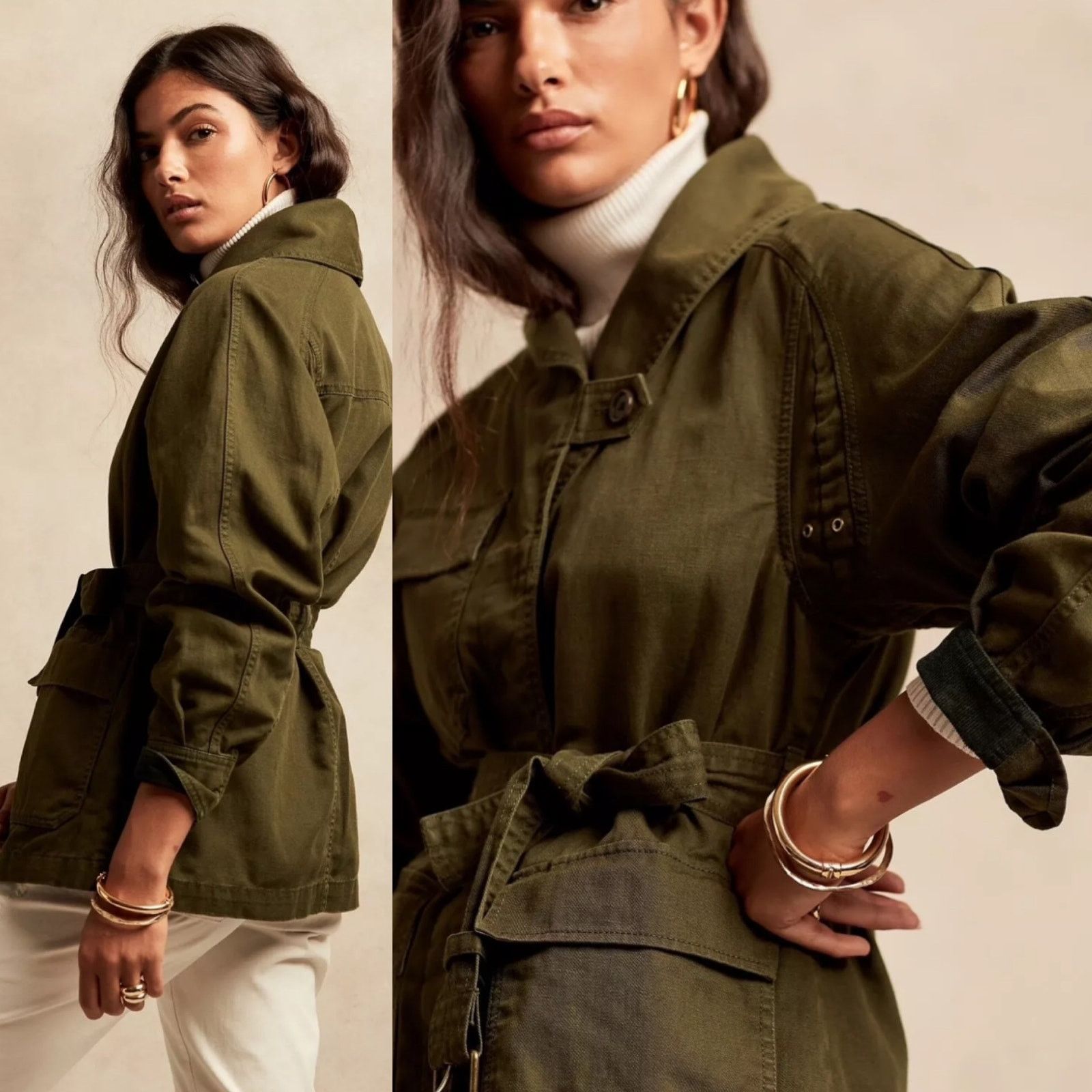Banana Republic Banana Republic Essential Cargo Jacket Green Small NO BELT Size S / US 4 / IT 40 - 1 Thumbnail