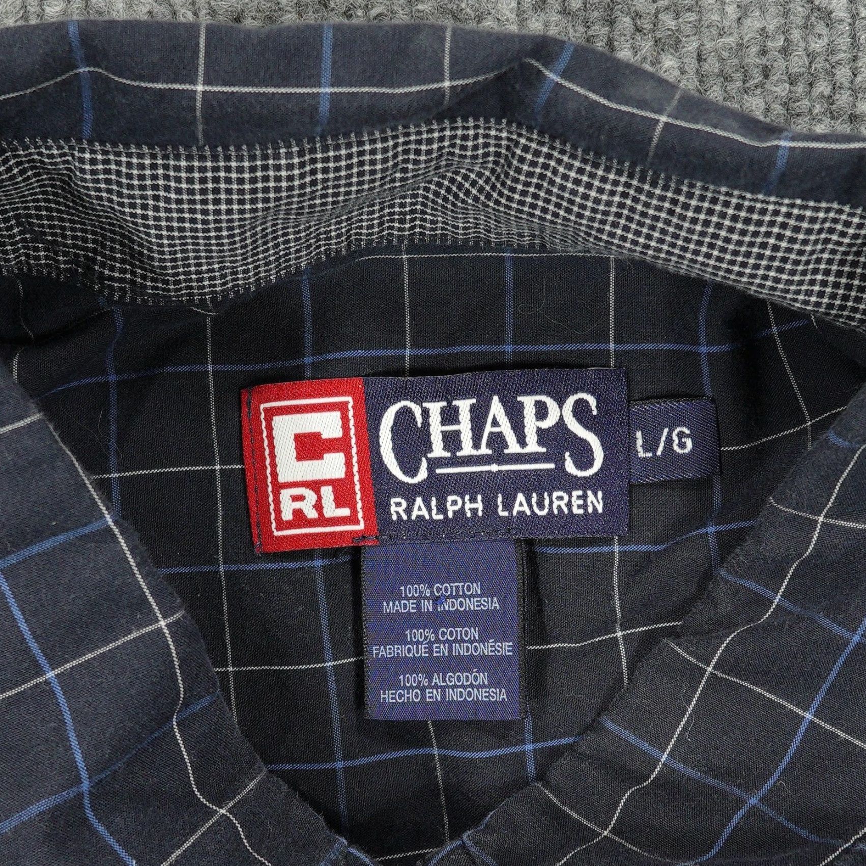 Chaps Chaps Ralph Lauren Shirt Mens L Navy Button-Down Long Sleeve Windowpane Size US L / EU 52-54 / 3 - 3 Thumbnail