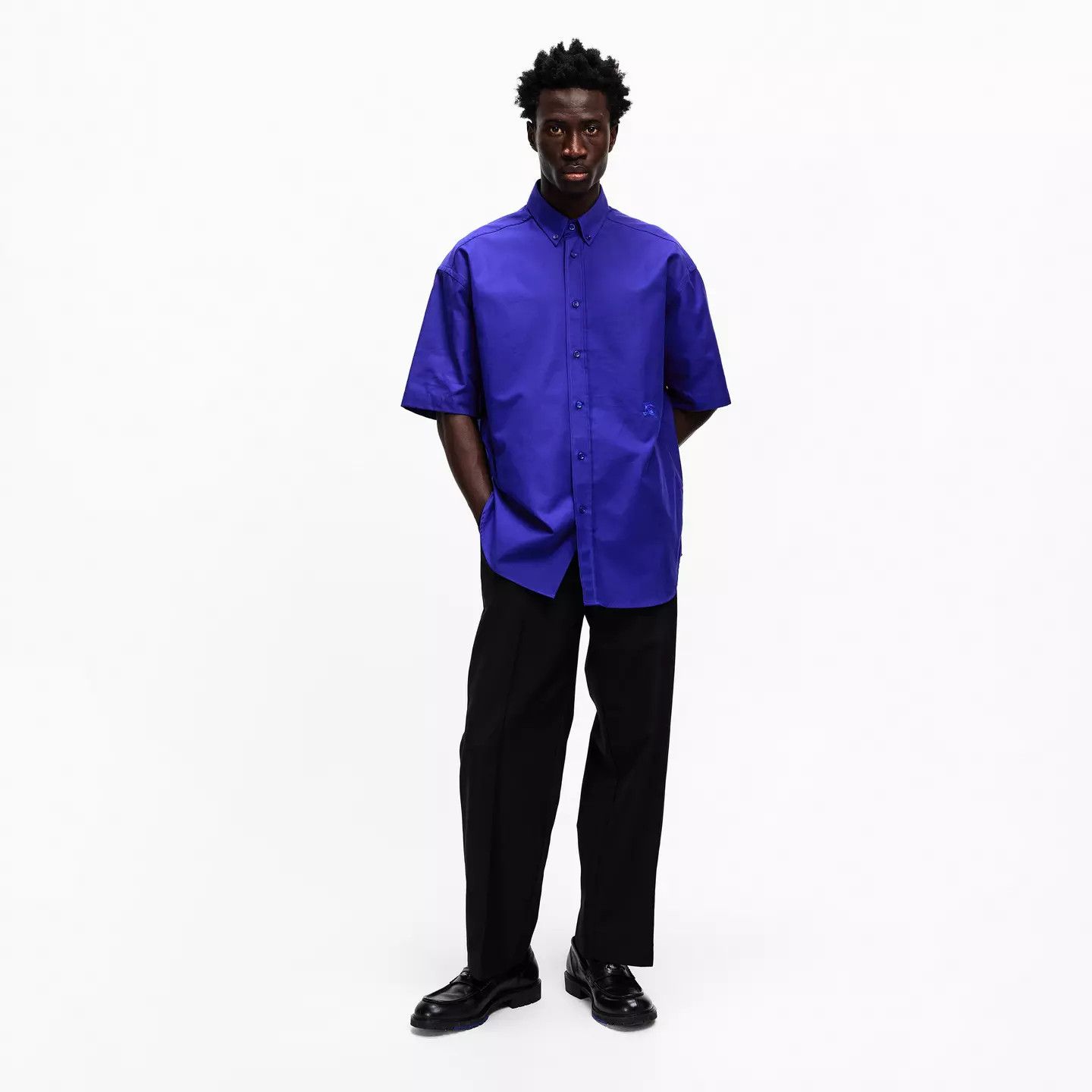 Burberry o1g2r1mq0426 Short-Sleeve Oxford Shirt in Blue Size US M / EU 48-50 / 2 - 6 Thumbnail