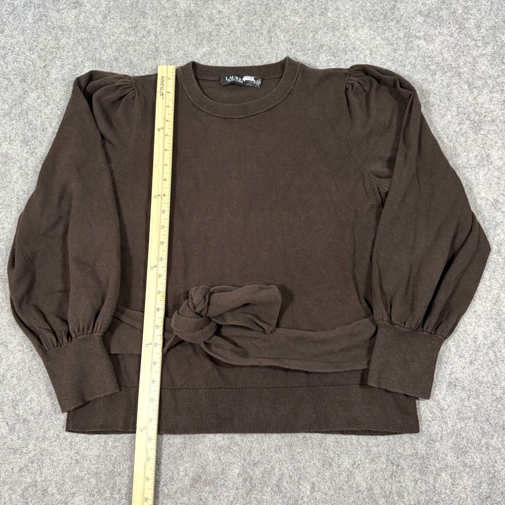 Ralph Lauren Lauren Ralph Lauren Long Puff Sleeve Self-Belt Sweater Fit Women XL Brown Size XL / US 12-14 / IT 48-50 - 6 Thumbnail