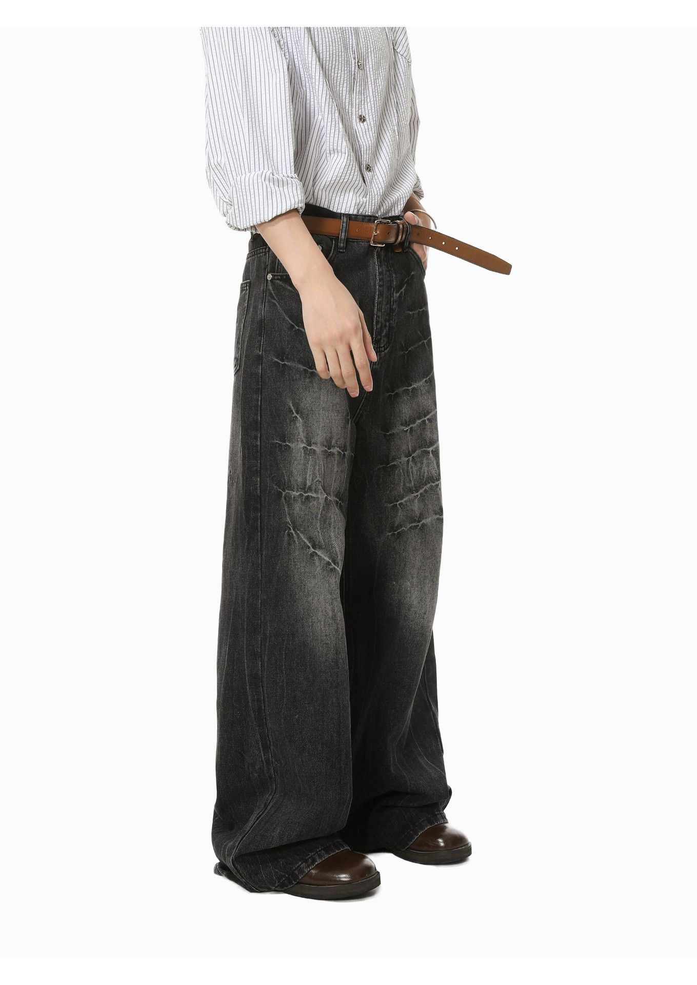 Vintage Lightning pattern fashionable wide-leg straight jeans Size US 32 / EU 48 - 2 Thumbnail