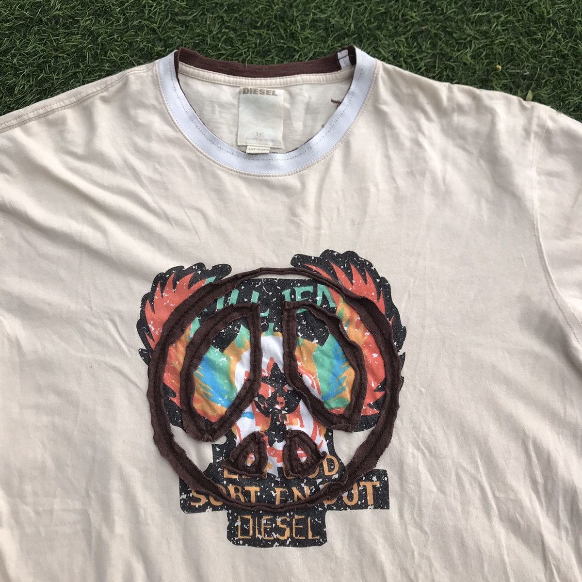 Diesel × Vintage Vintage Diesel Tshirt tee smiley logo acid house peace Cream Size US XL / EU 56 / 4 - 2 Thumbnail