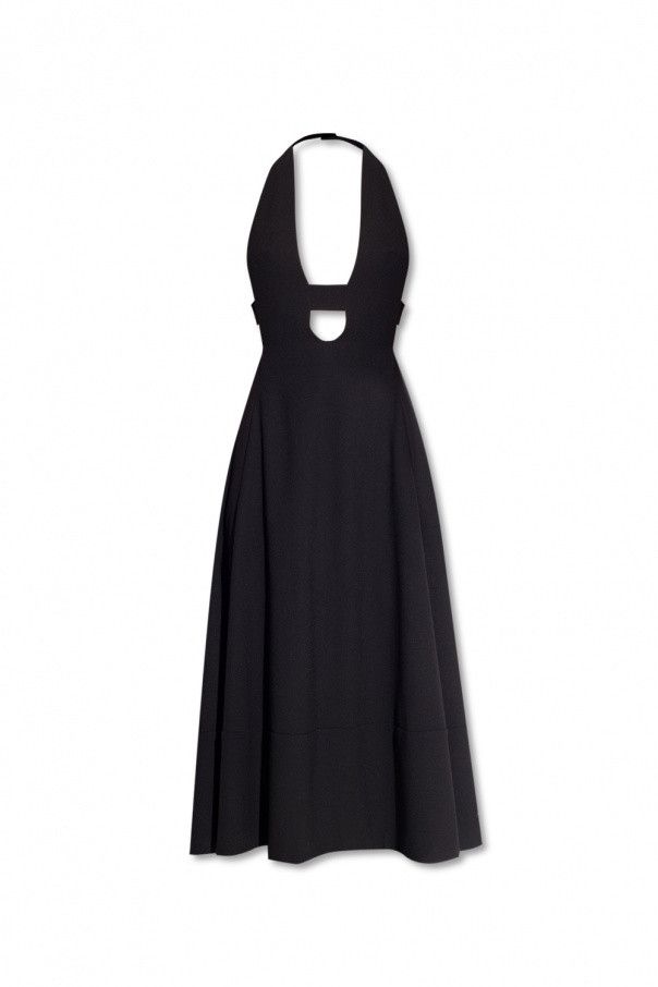 Saint Laurent Paris o1s1wg110924 Long Backless Dress in Double Sablé in Black Size XS / US 0-2 / IT 36-38 - 1 Thumbnail
