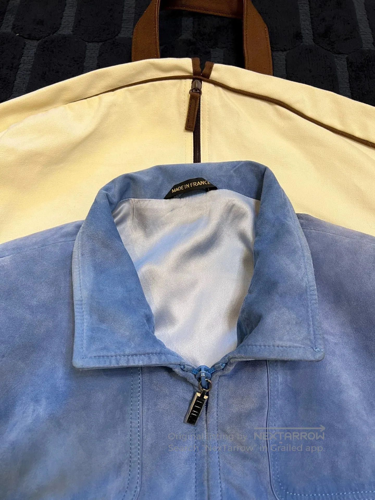 Zilli Blue Leather Jacket with Zip Closure and Pockets. Size US L / EU 52-54 / 3 - 4 Thumbnail