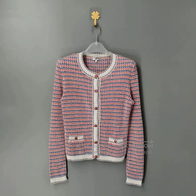 Chanel Chanel Pink Knit Cardigan Jacket. Size US XS / EU 42 / 0 - 1 Thumbnail
