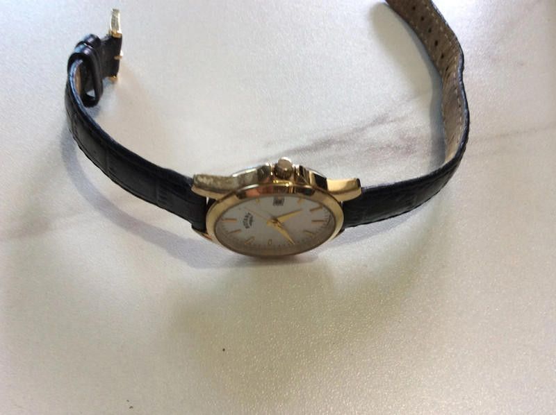 Designer Rotary ladies gold plated black leather strap watch Size ONE SIZE - 1 Thumbnail