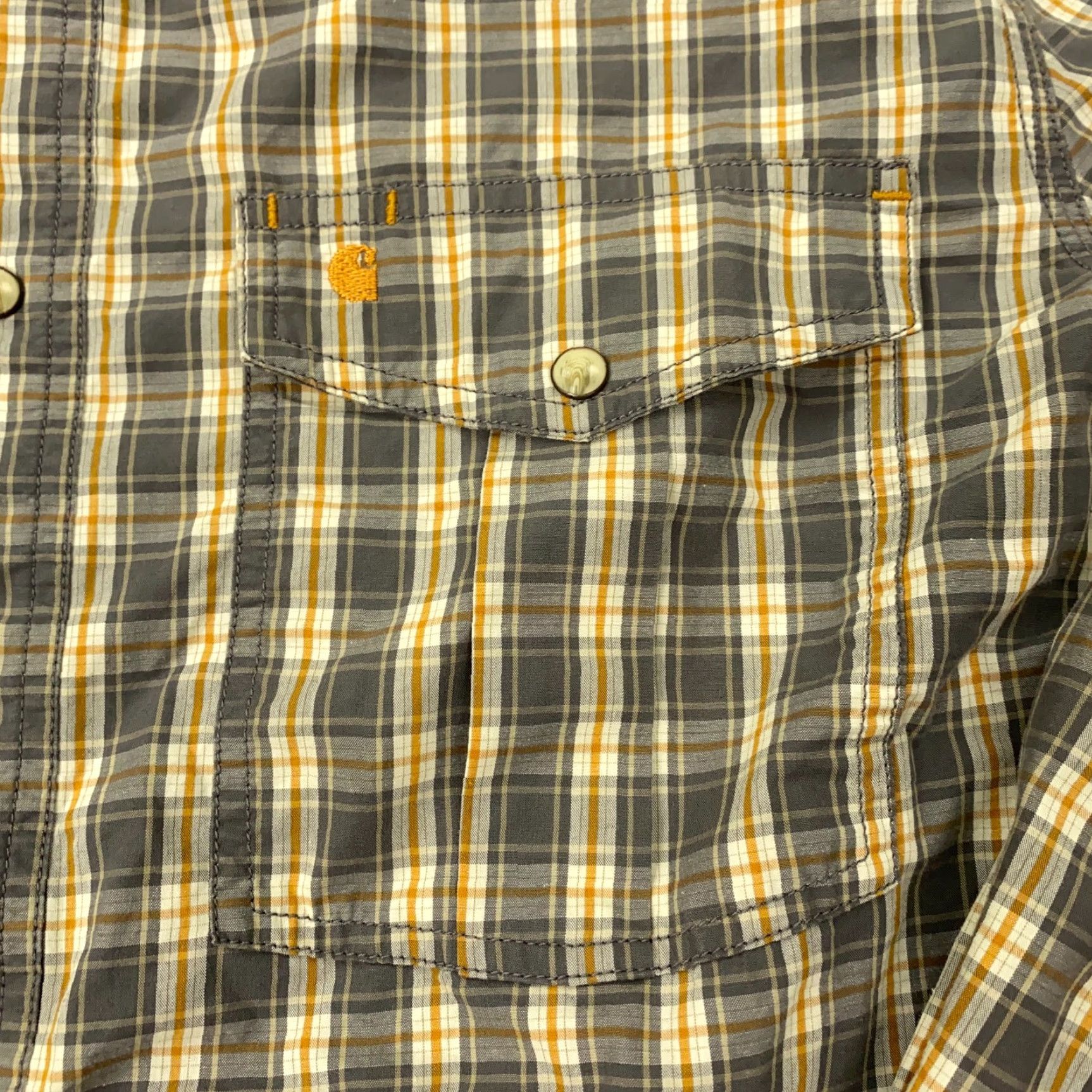 Carhartt VINTAGE Carhartt Pearl Snap Shirt Mens M Gray Beige Plaid Button-Up Long Sleeve Size US M / EU 48-50 / 2 - 4 Thumbnail