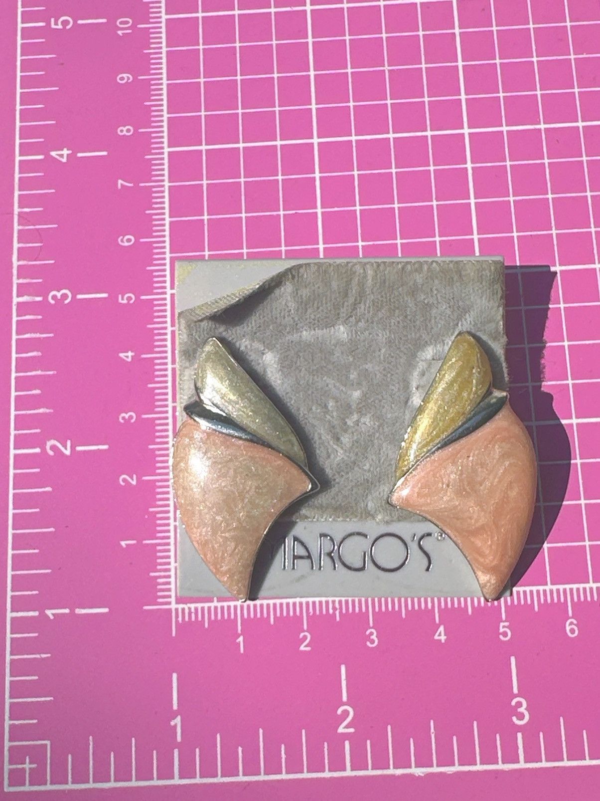 Designer MARGO’S earrings beige reflective silver tone new with tag Size ONE SIZE - 4 Thumbnail