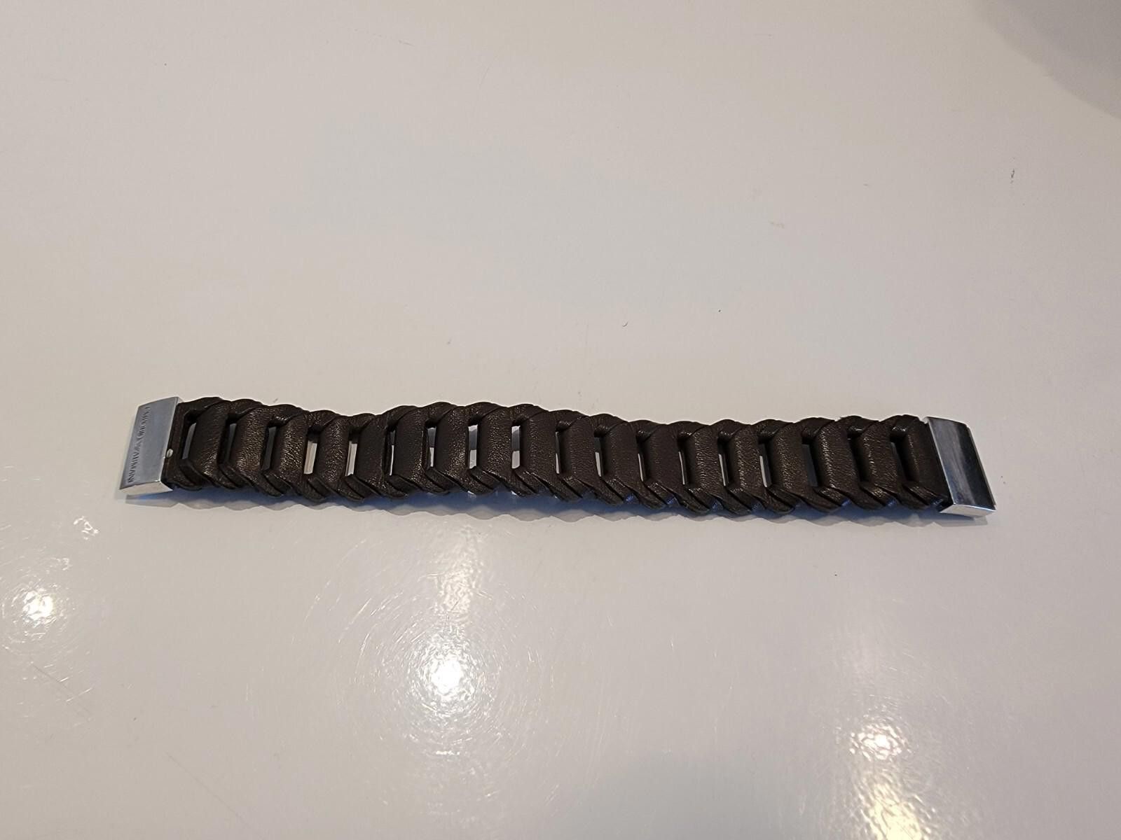 Emporio Armani Emporio Armani Brown Leather Braided Silver Closure Bracelet Size ONE SIZE - 3 Thumbnail