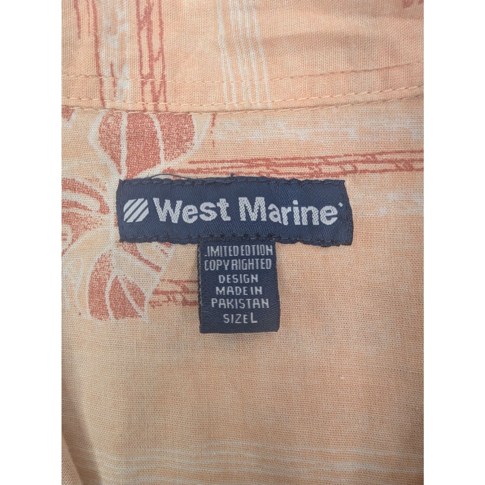 Vintage West Marine Shirt L Mens Orange Palm Cotton Button-Up Short Sleeve Outdoor Beach Tropical Size US L / EU 52-54 / 3 - 7 Thumbnail