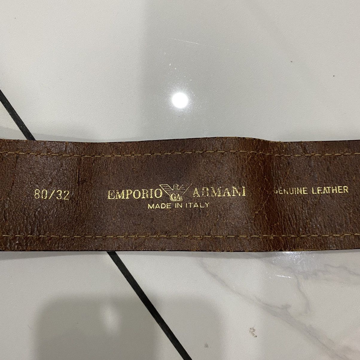 Emporio Armani VTG Emporio Armani Spanish Civil War Eagle Buckle Leather Size 32 - 7 Thumbnail