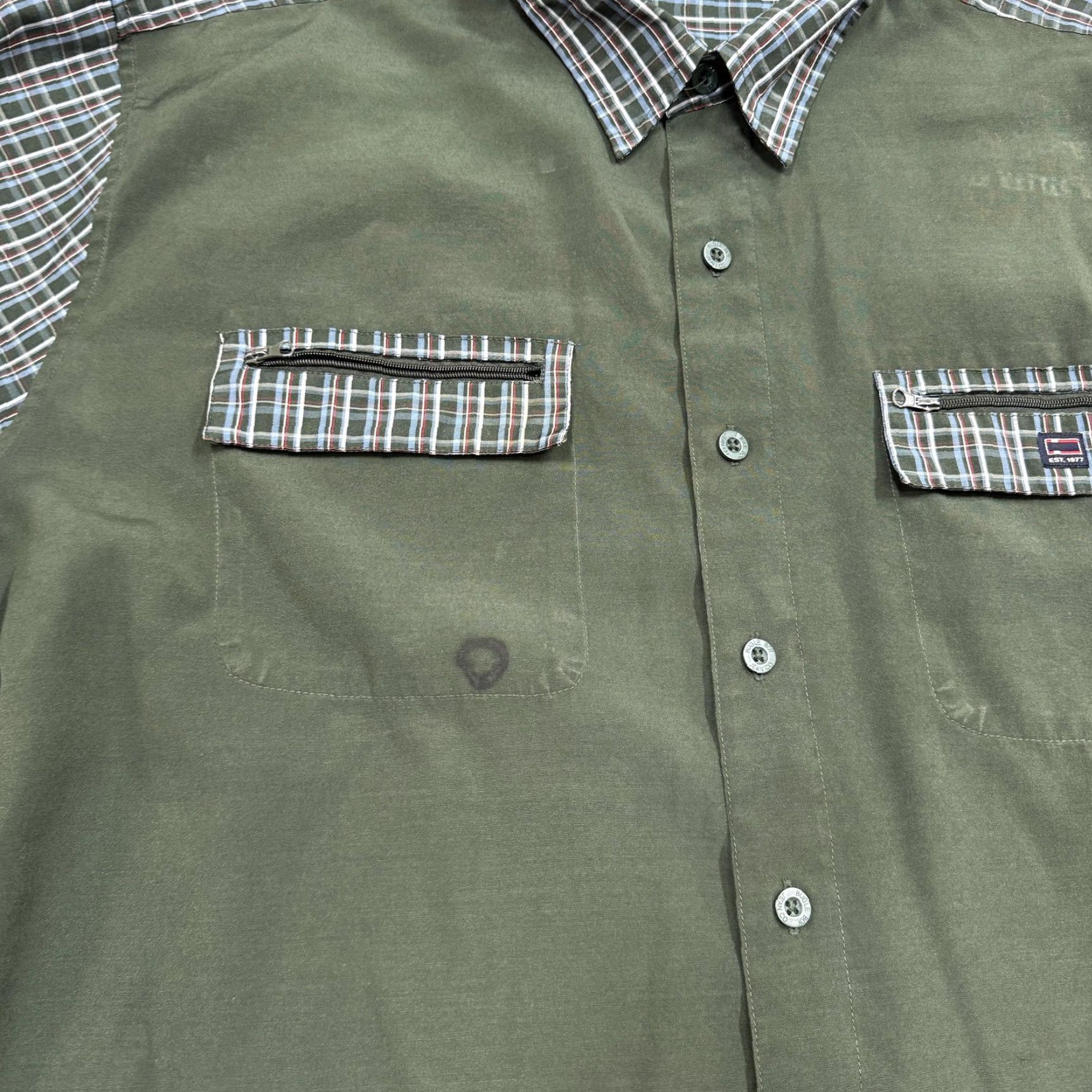 Bugle Boy VINTAGE Bugle Boy Shirt Mens 2XL Green Plaid Button-Up Long Sleeve Pocket Zipper Button - Size US XXL / EU 58 / 5 - 2 Thumbnail
