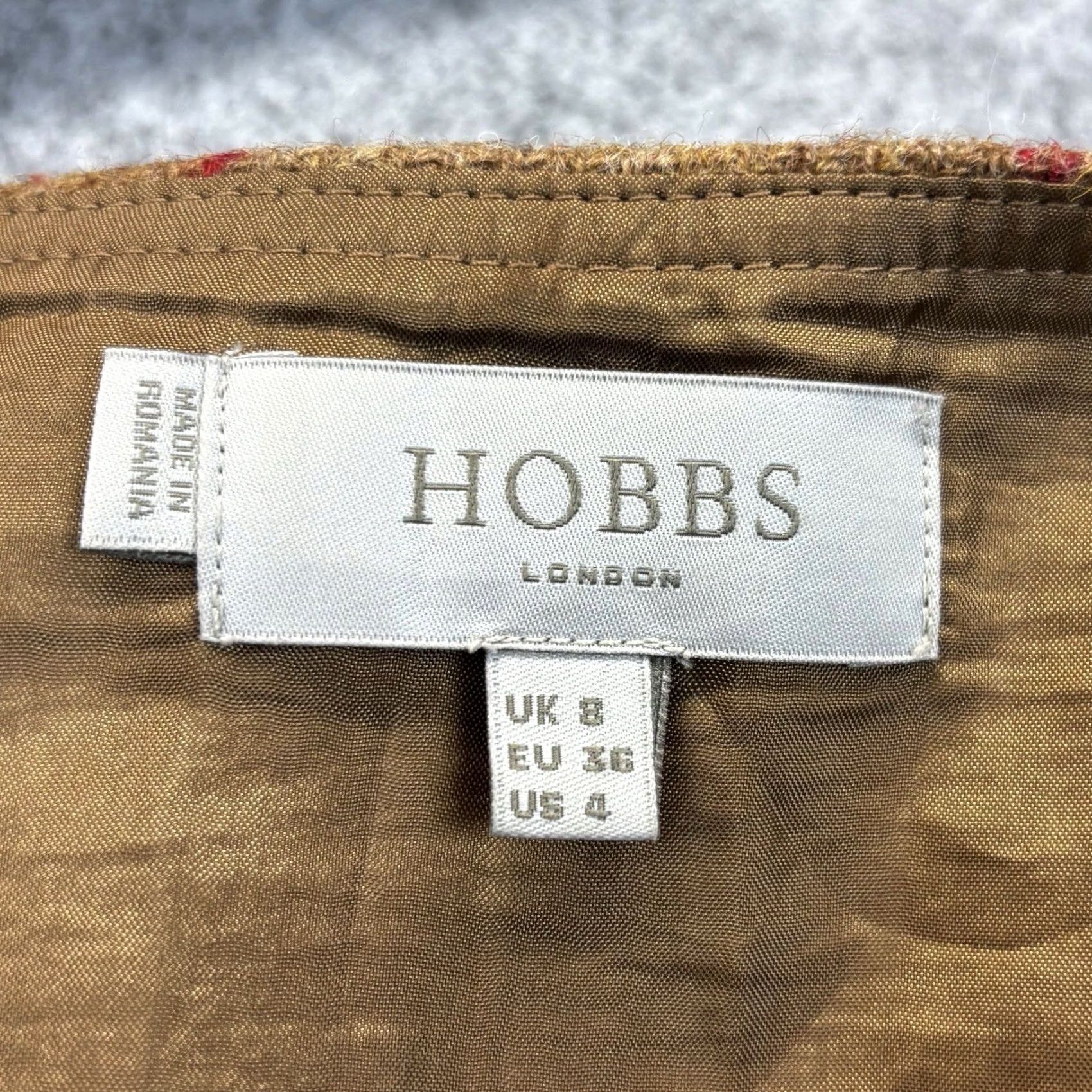 Vintage Hobbs Check Wool Skirt UK 8 Brown Red Women’s Lined Wool Pencil Above Knee Dress Workwear Casual Formal Vgc Size 30" / US 8 / IT 44 - 5 Thumbnail