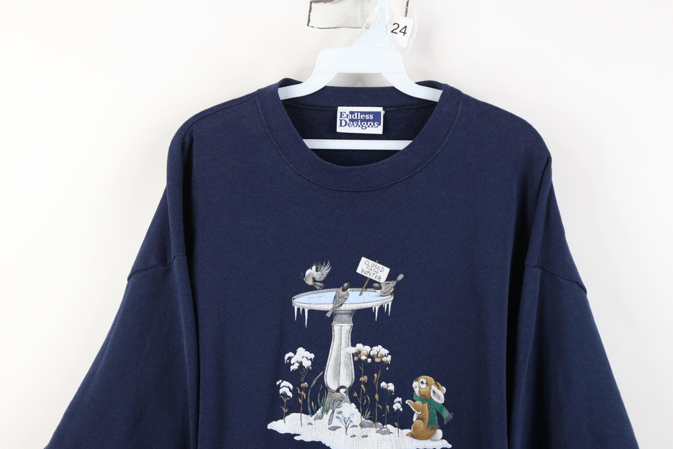 Vintage Vintage 90s Streetwear Birds Rabbit Sweatshirt Blue USA Size XL / US 12-14 / IT 48-50 - 2 Thumbnail