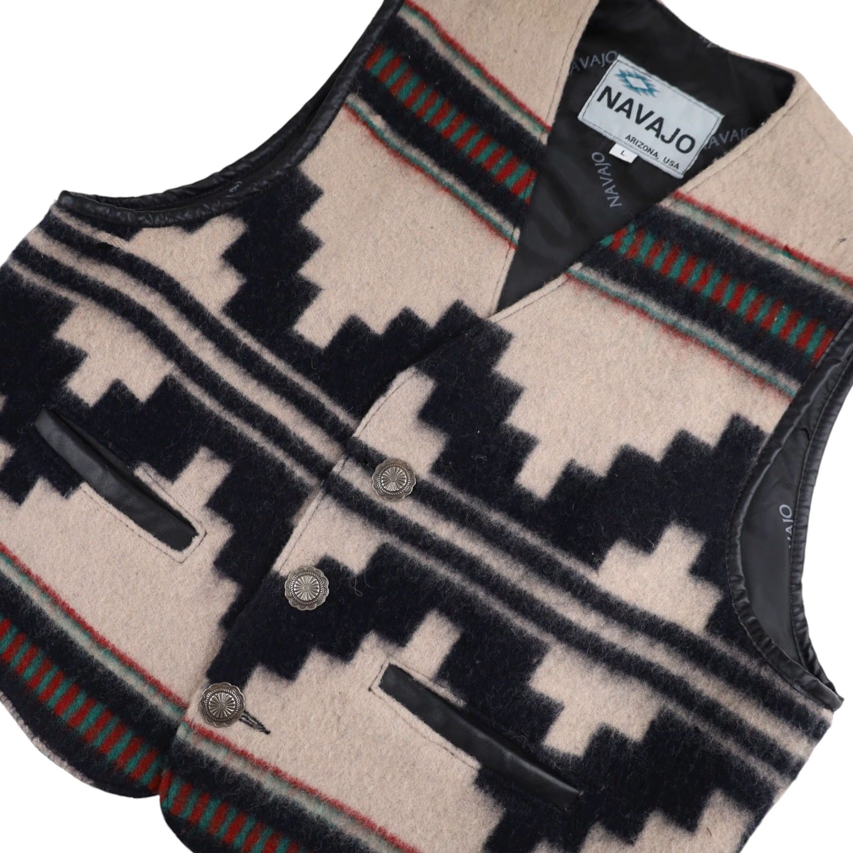 Vintage VINTAGE Navajo Arizona Southwestern Print Wool Vest Gray Mens Large Vest Size US L / EU 52-54 / 3 - 2 Thumbnail