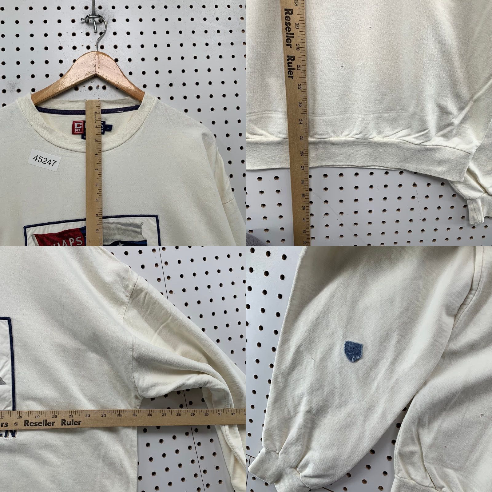 Ralph Lauren VINTAGE Ralph Lauren Chaps Sweatshirt Mens Large White Flag Embroidered 90s Crew Neck Cotton Fleece All Seasons Pullover World New Title Size US L / EU 52-54 / 3 - 8 Thumbnail