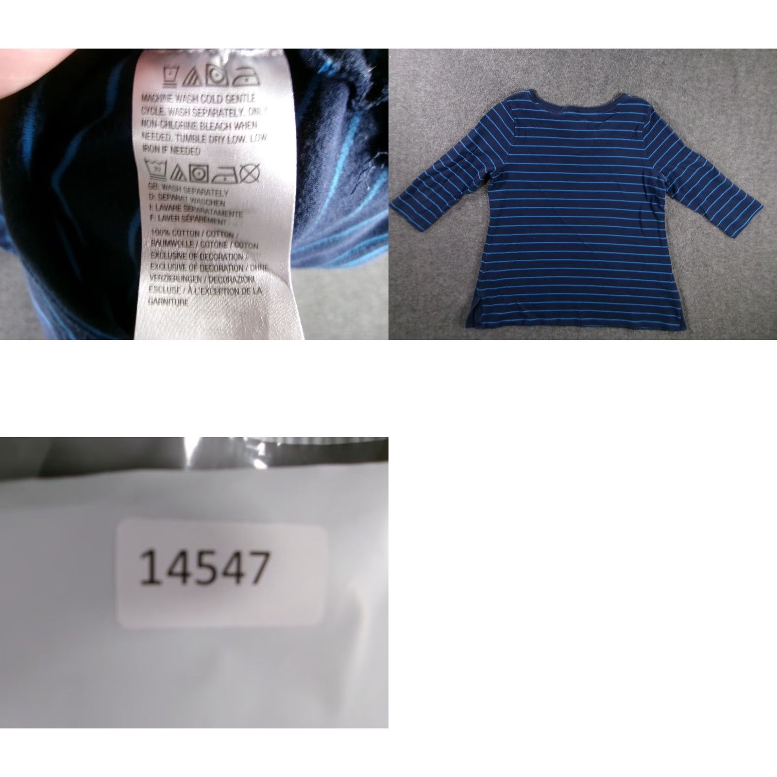 Isaac Mizrahi ISAAC MIZRAHI V-NECK STRIPED BLOUSE Women Medium Blue Casual 3/4 Sleeve Embroidered Basic Size M / US 6-8 / IT 42-44 - 8 Thumbnail