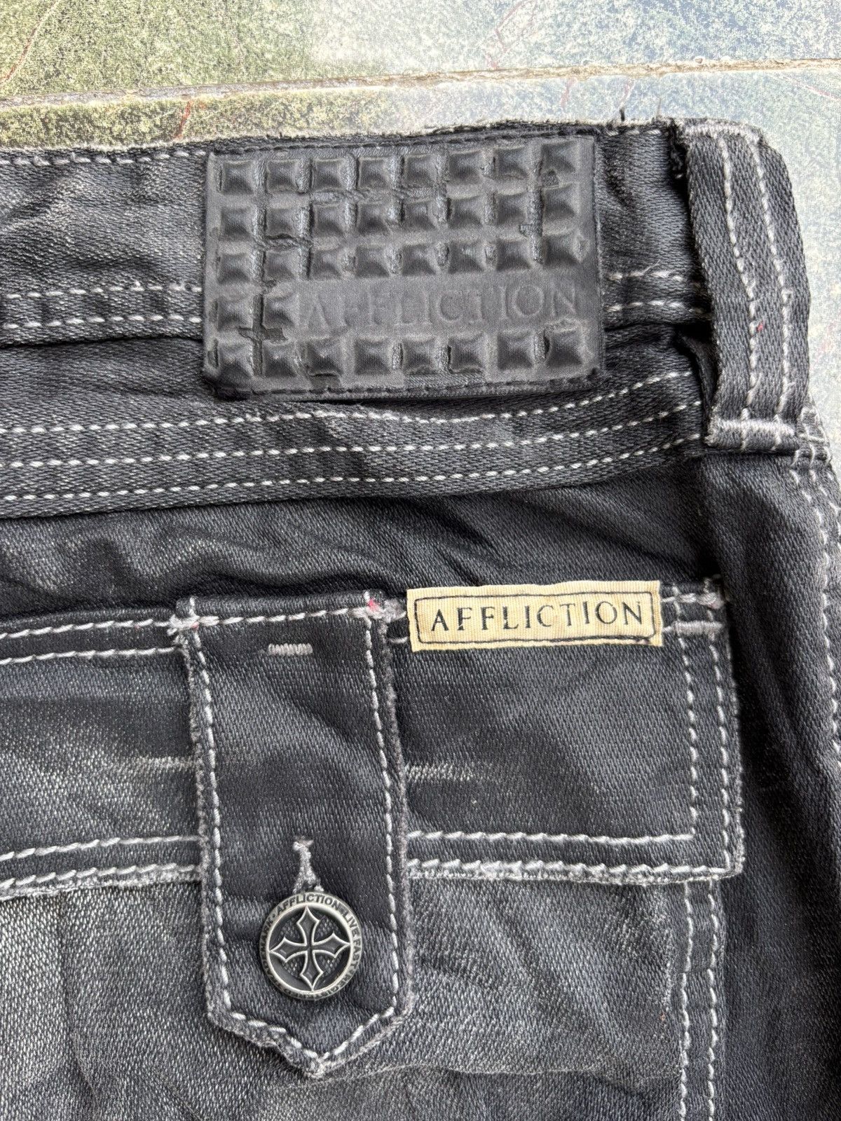 Affliction Y2K Affliction Black Premium Distressed Black Washed Jeans Size US 32 / EU 48 - 9 Thumbnail
