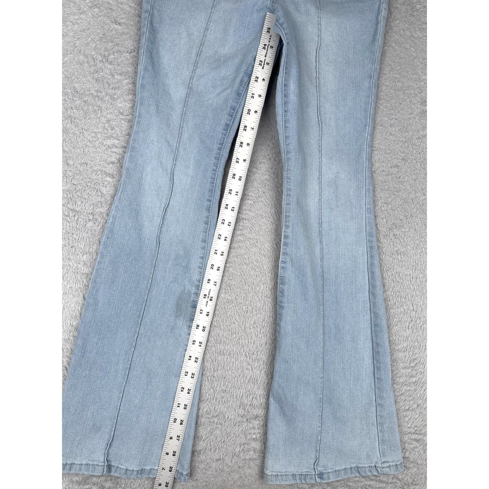 Vintage Blue Spice Jeans Womens 7 Light Wash High Waist Flare Front Seam Stretch Denim Shirt? Size 28" / US 6 / IT 42 - 7 Thumbnail
